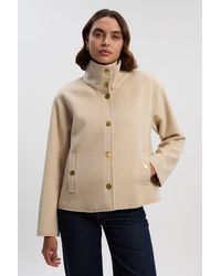 Karen Millen - Brushed Wool Funnel Neck Tailored Short Coat - Lyst