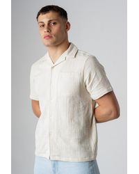 Nines - Cotton Button-Up Shirt With Textured Check Print - Lyst