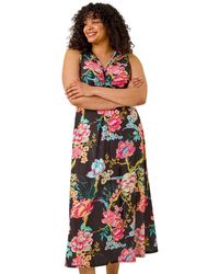 Roman - Curve Twist Front Floral Maxi Dress - Lyst