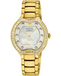 Gevril - Lugano Swiss Diamond Mop Dial 316L Stainless Steel Ipyg Bracelet Watch - Lyst