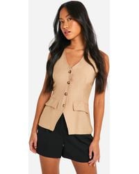 Boohoo - Linen Look Longline Waistcoat - Lyst