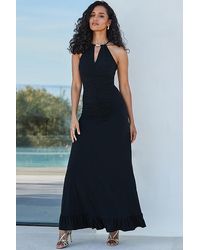Sosandar - Ruched Front Halter Neck Jersey Maxi Dress - Lyst