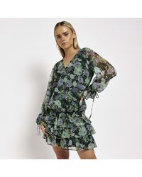 River Island - Mini Dress Petite Chiffon Belted - Lyst