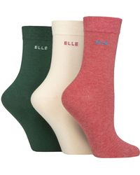 Elle - 3 Pack Ladies Plain Cotton Socks - Lyst