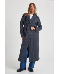 Boohoo - Wool Look Pinstripe Oversized Maxi Jacket - Lyst