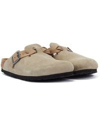 Birkenstock - Boston Braided Taupe Suede Clogs - Lyst