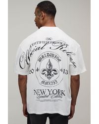BoohooMAN - Oversized New York Emblem Over The Seams Print T-Shirt Cotton - Lyst