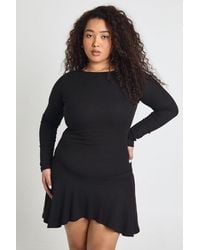 Boohoo - Plus Rib Dropped Hem Skater Dress - Lyst