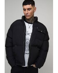 BoohooMAN - Tall Regular Fit Nylon Carpenter Funnel Neck Puffer Jacket - Lyst