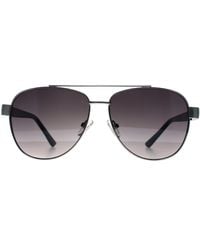 Guess - Aviator Shiny Light Nickeltin Smoke Gradient Gf5094 Metal - Lyst