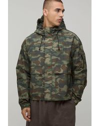 BoohooMAN - Oversized Boxy Camo Ripstop Sports Cagoule - Lyst