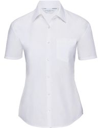Russell - Collection Ladies/ Short Sleeve Poly-Cotton Easy Care Poplin Shirt - Lyst
