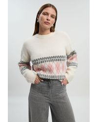 Karen Millen - Premium Alpaca Wool Blend Fairisle Knitted Jumper - Lyst