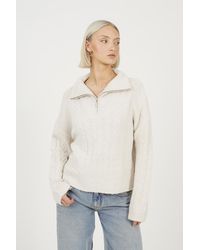Brave Soul - Quarter Zip Cable Knit Jumper - Lyst