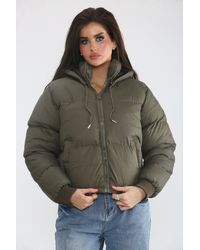 Femme Luxe - Hooded Drawstring Cropped Puffer Jacket - Lyst