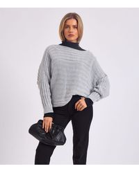 Gini London - Stripe Knit Batwing Oversized Jumper - Lyst
