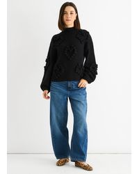 Gini London - Heart Bubble Chunky Knit High Neck Jumper - Lyst