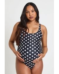 Boohoo - Maternity Polka Dot Scoop Neck Swimsuit - Lyst