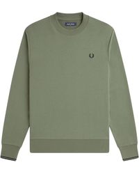 Fred Perry - Crew Neck Sweatshirt Laurel Wreath Cotton - Lyst