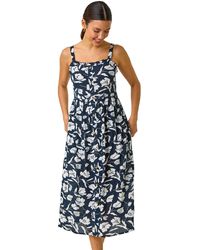Roman - Floral Print Midi Sundress - Lyst