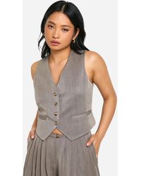 Boohoo - Petite Mock Horn Button Fitted Waistcoat - Lyst