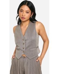 Boohoo - Petite Mock Horn Button Fitted Waistcoat - Lyst