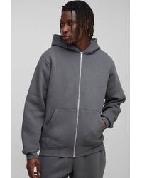 BoohooMAN - Tall Basic Regular Zip Through Hoodie - Lyst