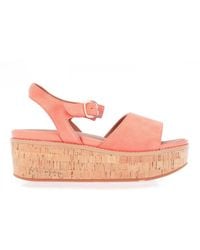 Fitflop - 's Fit Flop Eloise Suede Back-strap Wedge Sandals In Coral - Lyst