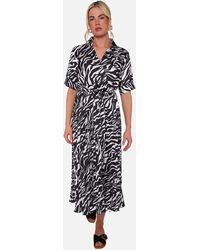 Gini London - Zebra Pleated Belted Wrap Midi Dress - Lyst