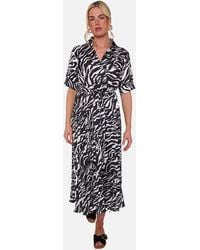 Gini London - Zebra Pleated Belted Wrap Midi Dress - Lyst