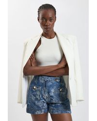Karen Millen - Jacquard Denim Shorts - Lyst
