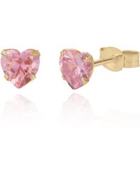 The Jewellery Stockroom - 9Ct Heart Cubic Zirconia Stud Earrings - Lyst