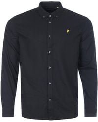 Lyle & Scott - Black Long Sleeved Cotton Linen Shirt - Lyst