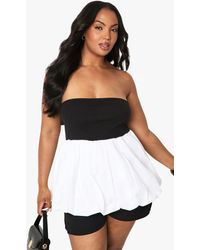 Boohoo - Plus Fabric Mix Bandeau Puffball Top - Lyst