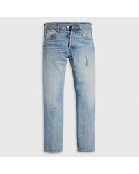 Levi's - Levi's Distressed Mid Rise Straight Leg Jeans - Lyst