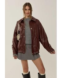 Hiccup - Oversized Faux Leather Snap-Front Jacket - Lyst