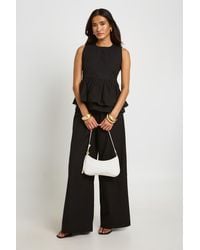 Boohoo - High Neck Peplum Top And Trouser Co-Ord - Lyst