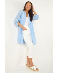 Roman - Petite Cotton Front Button Overshirt - Lyst