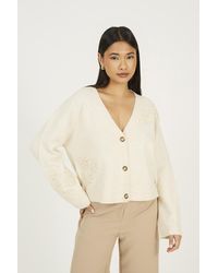 Brave Soul - Floral Embroidery V-Neck Cardigan - Lyst