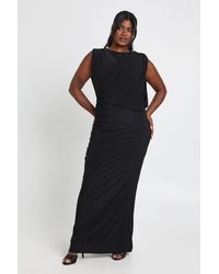 Boohoo - Plus Drape Front Ruched Maxi Dress - Lyst