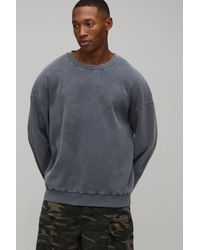 BoohooMAN - Ribbed Oversized Boxy Acid Wash Long-Sleeve T-Shirt - Lyst