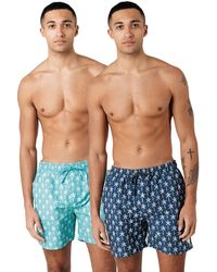 Tokyo Laundry - 2-Pack Palm Tree And Logo Print Swim Shorts With Drawstring Waist - Lyst