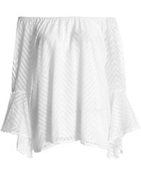 Quiz - Textured Chiffon Bardot Top - Lyst