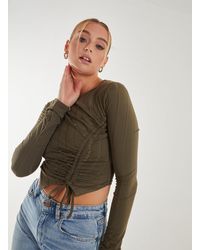 Pink Vanilla - Long Sleeve Ruched Asymmetric Top - Lyst