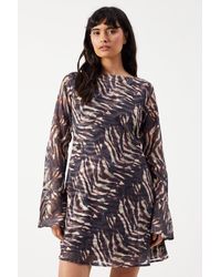 Warehouse - Zebra Burnout Chiffon Bias Tie Back Mini Dress - Lyst