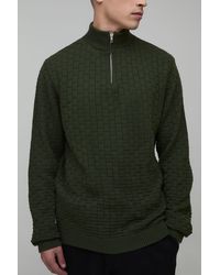 BoohooMAN - Regular Fit Geo Knitted 1/4 Zip Jumper - Lyst