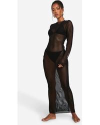 Boohoo - Crochet Open Back Beach Maxi Dress - Lyst
