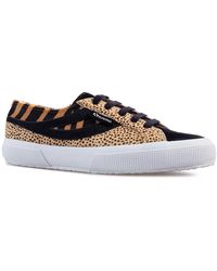 Superga - Ladies Cheetah & Zebra Print Cowhide Leather Trainers - Lyst