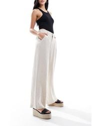 ASOS - Wide Leg Dad Trousers With Linen - Lyst