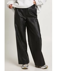 Boohoo - Faux Leather Seam Detail Straight Leg Trousers - Lyst